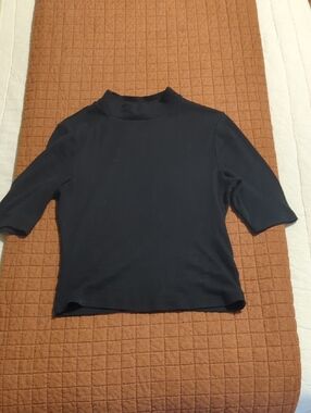 Express Black Mock Neck Short Sleeve Tee